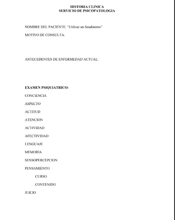 historia clinica psicológica